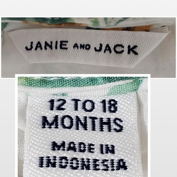 JANIE AND JACK Dress Kids 12-18 Months Tropical White Kid Girl Summer Set - Picture 15 of 16